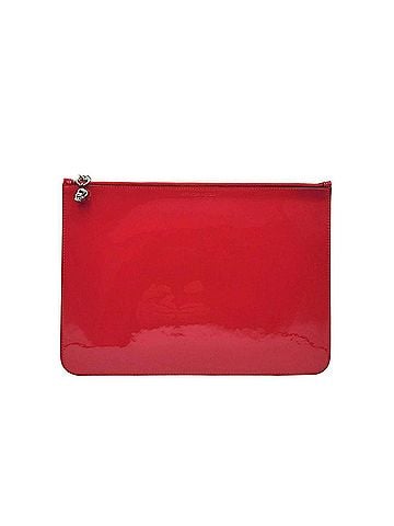 Alexander McQueen Women's Hot Pink Patent Leather Skull Large Pouch (view 1)