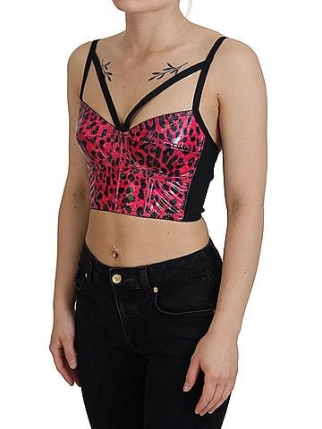 Dolce & Gabbana Basic Pink Leopard Print Cropped Bustier Corset Women's Top (view 2)