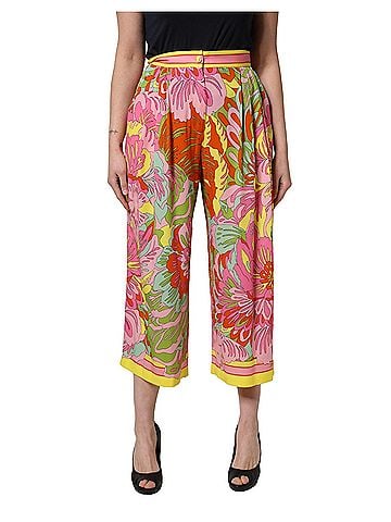 Dolce & Gabbana Basic Multicolor FloralPrint Cropped Trouser Women's Pants (view 1)