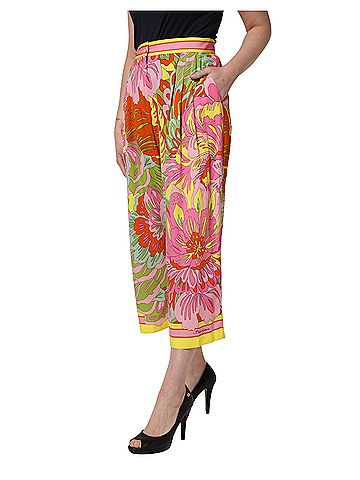 Dolce & Gabbana Basic Multicolor FloralPrint Cropped Trouser Women's Pants (view 2)