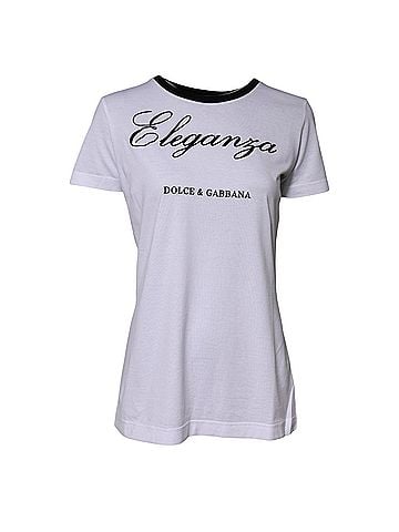 Dolce & Gabbana Basic White Eleganza Cotton Crew Neck Tee Women's T-shirt (view 1)