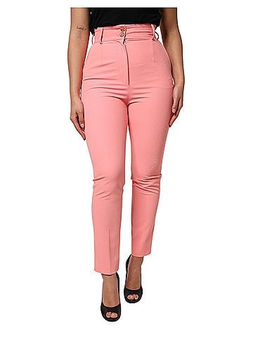 Dolce & Gabbana Basic Pink High Waist Dress Tapered Women's Pants (view 1)