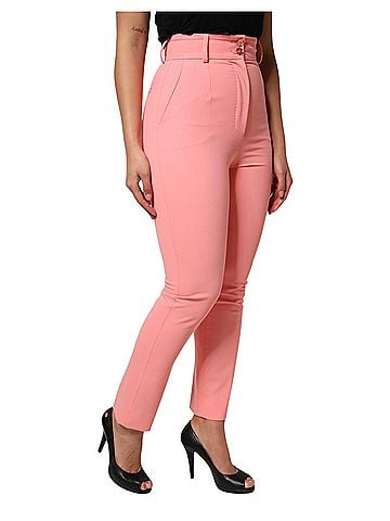 Dolce & Gabbana Basic Pink High Waist Dress Tapered Women's Pants (view 2)
