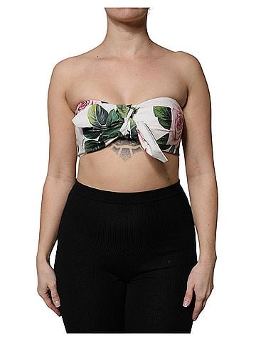 Dolce & Gabbana Basic White Floral Print Cropped Bustier Corset Women's Top (view 1)