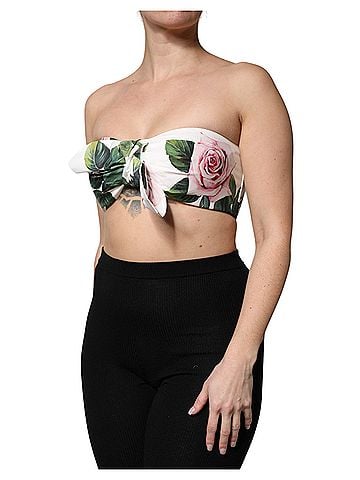 Dolce & Gabbana Basic White Floral Print Cropped Bustier Corset Women's Top (view 2)