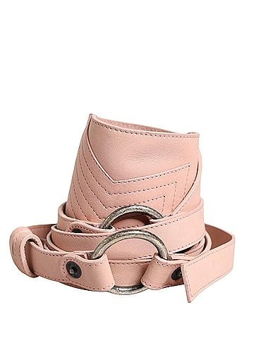 Costume National Light Pink Leather Wide Waist Round Buckle Women's Belt (view 2)
