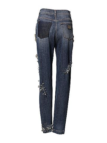 Dolce & Gabbana Basic Blue Cotton Rhinestone Embellish Denim Women's Jeans (view 2)