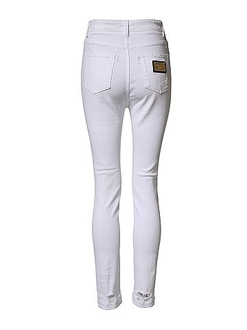 Dolce & Gabbana Basic White Distressed High Waist Denim Women's Jeans (view 2)