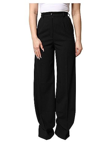 Dolce & Gabbana Basic Black Wool Blend Straight High Waist Women's Pants (view 1)