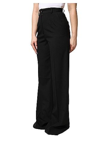 Dolce & Gabbana Basic Black Wool Blend Straight High Waist Women's Pants (view 2)