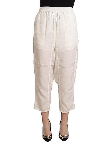 Maison Margiela White High Waist Cropped Women Trouser Women's Pants (view 1)