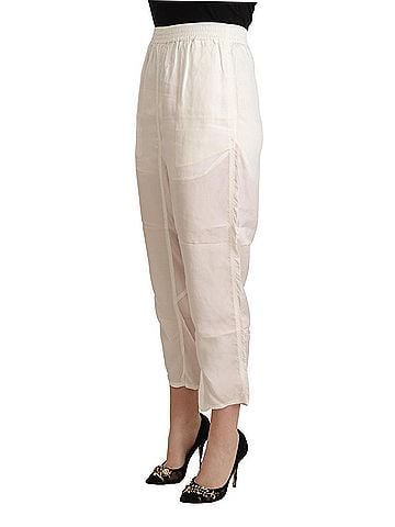 Maison Margiela White High Waist Cropped Women Trouser Women's Pants (view 2)