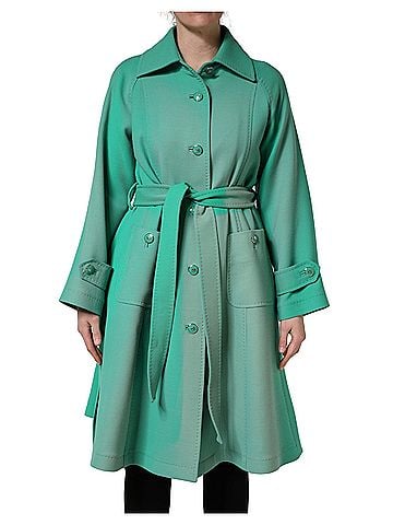 Dolce & Gabbana Basic Green Buttoned Down Belt Trench Coat Women's Jacket (view 1)