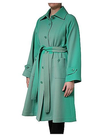 Dolce & Gabbana Basic Green Buttoned Down Belt Trench Coat Women's Jacket (view 2)