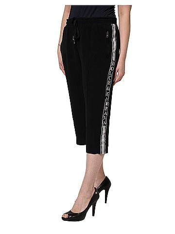 Dolce & Gabbana Basic Black Viscose Mid Waist Cropped Women Women's Pants (view 2)