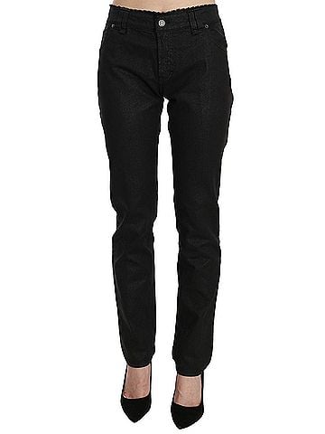John Galliano Black Mid Waist Skinny Cotton Casual Denim Women's Jeans (view 1)