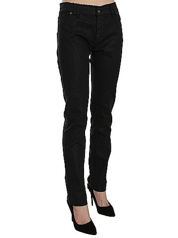 John Galliano Black Mid Waist Skinny Cotton Casual Denim Women's Jeans (view 2)