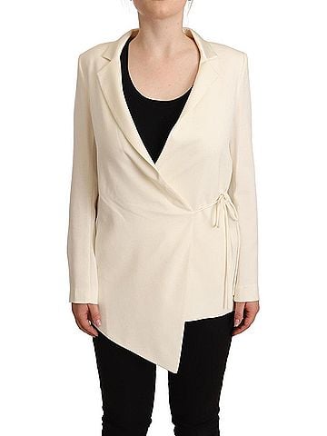 Patrizia Pepe Wrap Off White Long Sleeves Viscose Blazer Women's Jacket (view 1)