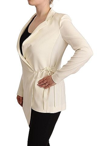 Patrizia Pepe Wrap Off White Long Sleeves Viscose Blazer Women's Jacket (view 2)
