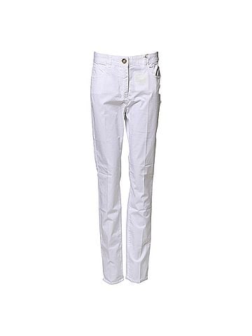 Peserico White Cotton Skinny Mid Waist Chino Trouser Women's Pants (view 1)