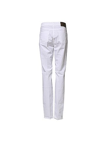 Peserico White Cotton Skinny Mid Waist Chino Trouser Women's Pants (view 2)