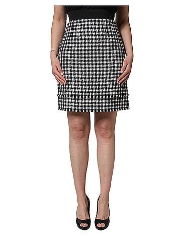 Dolce & Gabbana Basic Black White Houndstooth HighWaist Mini Women's Skirt (view 1)