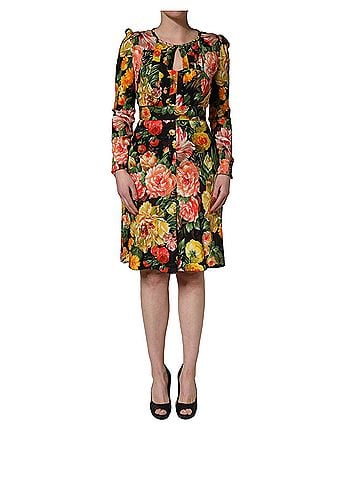 Dolce & Gabbana Basic Multicolor Floral Print LongSleeve Midi Women's Dress (view 1)