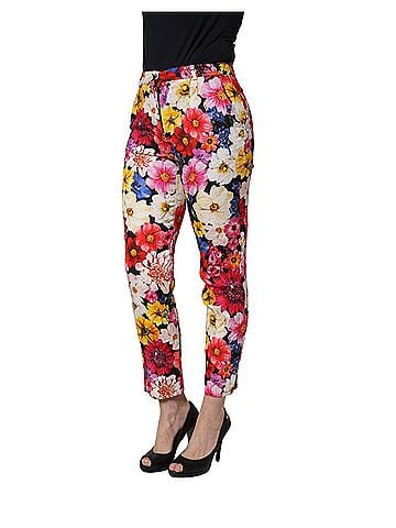 Dolce & Gabbana Basic Multicolor Floral Print Tapered Trouser Women's Pants (view 2)