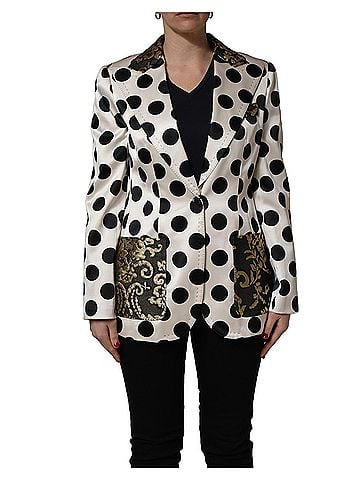 Dolce & Gabbana Basic White Brocade Polka-Dot Print Blazer Women's Jacket (view 1)