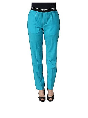 MSGM Blue Wool Mid Waist Tapered Women Trouser Women's Pants (view 1)