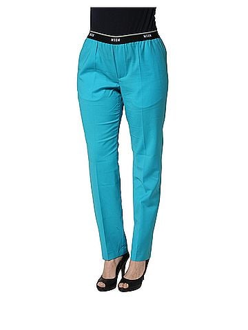 MSGM Blue Wool Mid Waist Tapered Women Trouser Women's Pants (view 2)