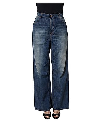 Pinko Blue Washed High Waist Wide Leg Denim Cotton Stretch Women's Jeans (view 1)