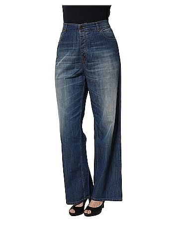 Pinko Blue Washed High Waist Wide Leg Denim Cotton Stretch Women's Jeans (view 2)
