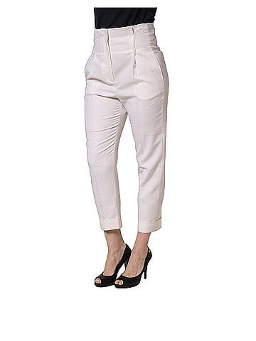 Peserico White Skinny High Waist Chino Cropped Trouser Women's Pants (view 2)