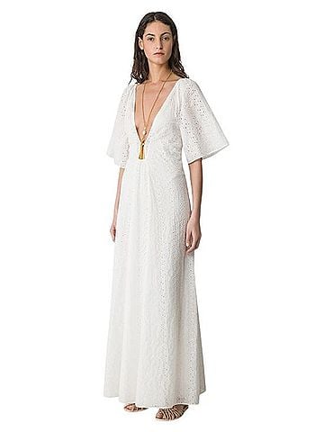 forte_forte Long Muslin Dress With Broderie Anglaise Embroidery Cocktail Dress (view 1)