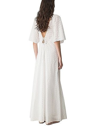 forte_forte Long Muslin Dress With Broderie Anglaise Embroidery Cocktail Dress (view 2)