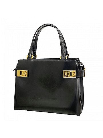 Salvatore Ferragamo Salvatore Ferragamo Gancini Leather Handbag, Black, Women's (view 1)