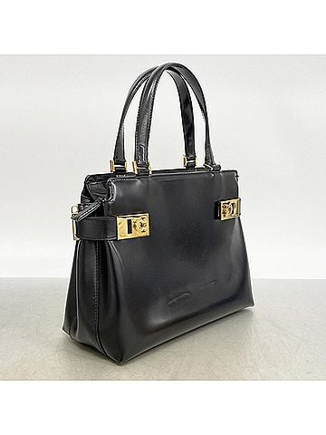 Salvatore Ferragamo Salvatore Ferragamo Gancini Leather Handbag, Black, Women's (view 2)