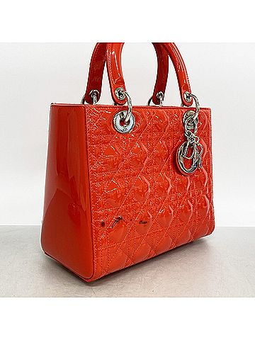 Christian Dior Christian Dior Cannage Lady handbag, enamel red, 2-way bag for women. (view 2)