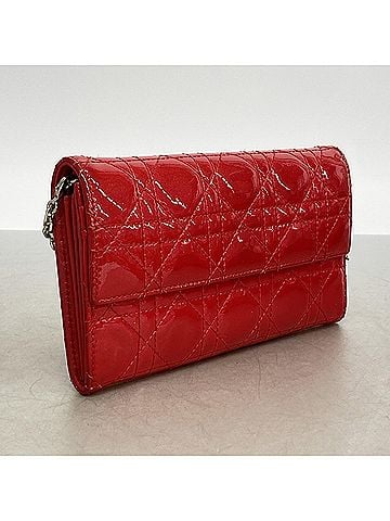 Christian Dior Christian Dior Long Wallet, Cannage Enamel Red, Women's (view 2)