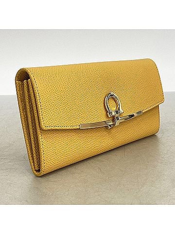 Salvatore Ferragamo Salvatore Ferragamo Long Wallet, Gancini Leather, Yellow, Women's (view 2)
