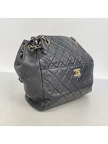 Chanel Chanel Matelassé Chain Shoulder Bag, Lambskin, Black, Women's (view 2)