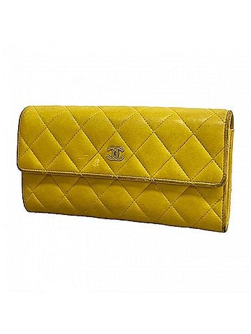 Chanel Chanel long wallet, Matelassé lambskin, yellow, women's. (view 1)