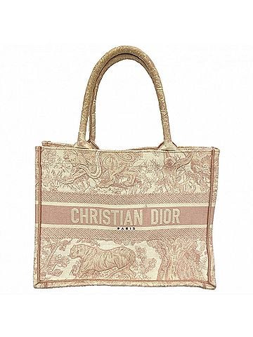 Christian Dior Christian Dior Book Tote Bag, Canvas, Pink & White, Women's (view 1)