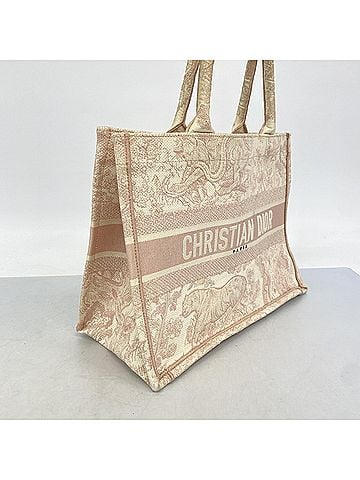 Christian Dior Christian Dior Book Tote Bag, Canvas, Pink & White, Women's (view 2)
