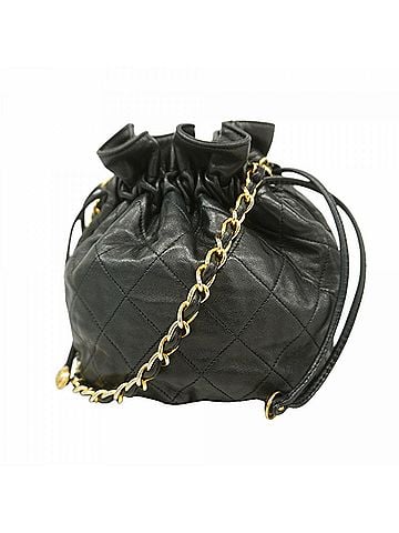 Chanel Chanel Matelassé Chain Shoulder Bag, Lambskin, Black, Women's (view 1)