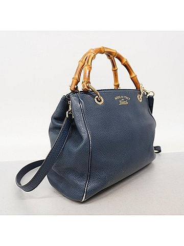 Gucci Gucci Bamboo Handbag 336032 Leather Blue Champagne 2-way Bag for Women (view 2)