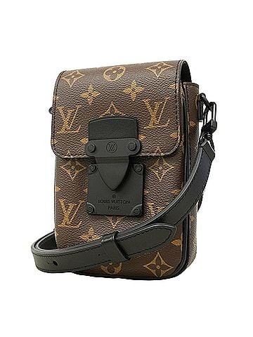 Louis Vuitton Louis Vuitton Monogram Macassar S-Lock Vertical Wearable Wallet M81522 Black Brown Men's Shoulder Bag (view 1)