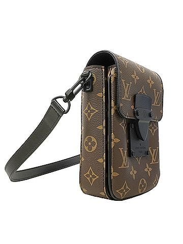 Louis Vuitton Louis Vuitton Monogram Macassar S-Lock Vertical Wearable Wallet M81522 Black Brown Men's Shoulder Bag (view 2)