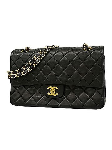 Chanel Chanel Matelassé Shoulder Bag, Double Flap, Chain, Lambskin, Black, Women's (view 1)